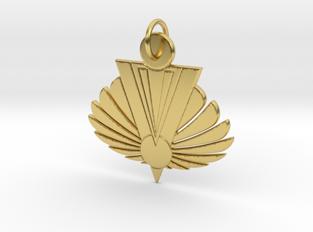 Phoenix Rising Pendant in Polished Brass: Large