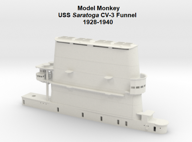 1/144 USS Saratoga CV-3 Funnel, 1928-1940 in White Natural Versatile Plastic