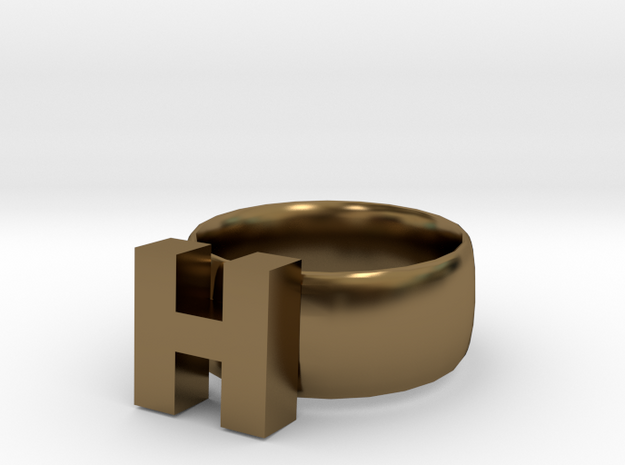 H Ring in Polished Bronze