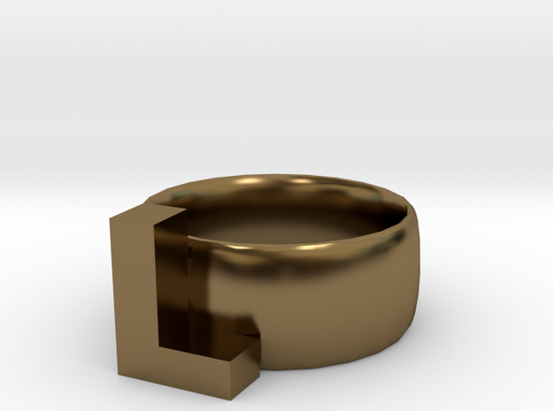 L Ring in Polished Bronze