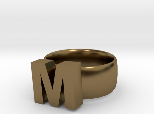 M Ring in Polished Bronze