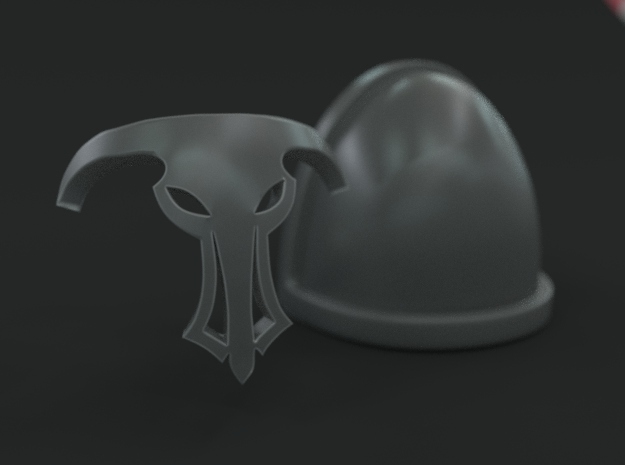 30-60x Spartan Bull Emblem for Shoulder Pads in Tan Fine Detail Plastic: Large