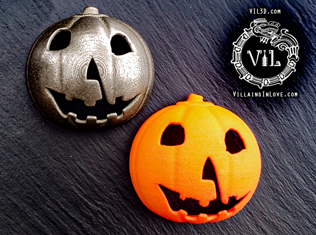 Halloween 1 PUMPKIN Pendant ⛧ VIL ⛧ in Polished Bronzed-Silver Steel