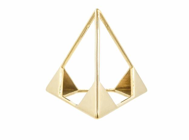 Tetrahedron Pendant in Polished Brass: Small