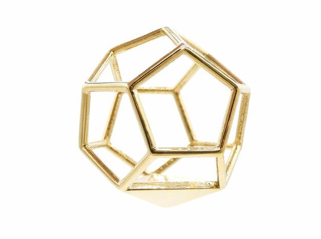 Dodecahedron Pendant in Polished Brass