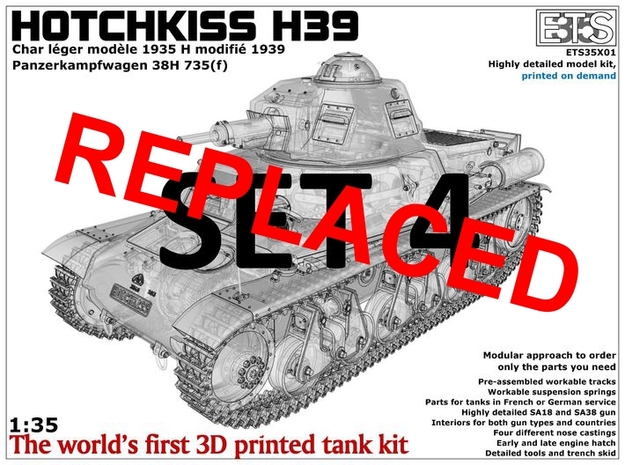 ETS35X01 Hotchkiss H39 - Set 4 - Trench Skid in Tan Fine Detail Plastic