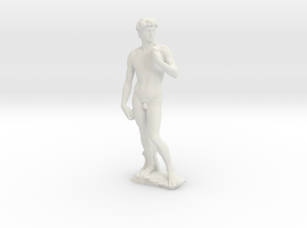 David by Michelangelo Miniature Statue in White Natural Versatile Plastic: 1:48 - O