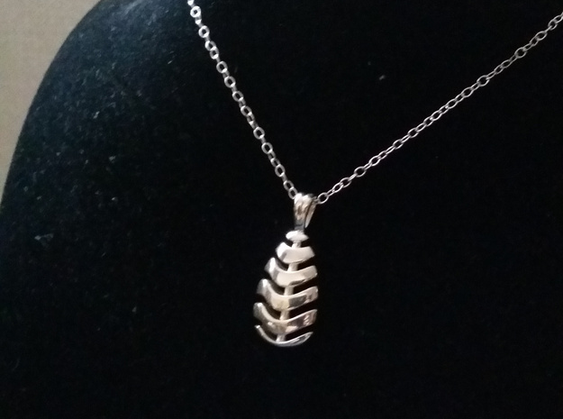 Striped egg [pendant] in Polished Silver