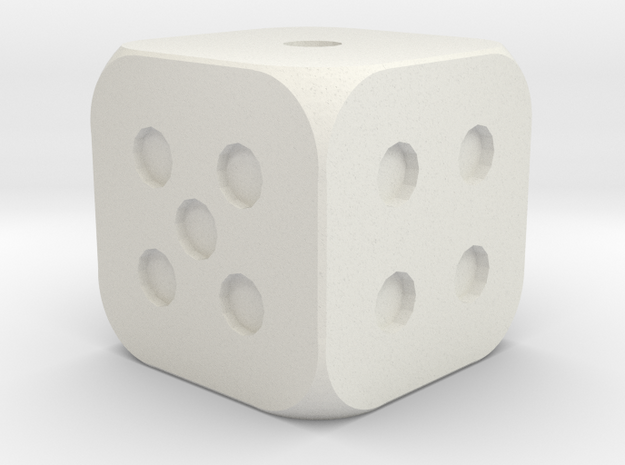 1cm balanced 6 sided dice (d6) in White Natural Versatile Plastic