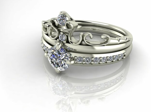 Crown ring Princess 3 NO STONES SUPPLIED in Fine Detail Polished Silver