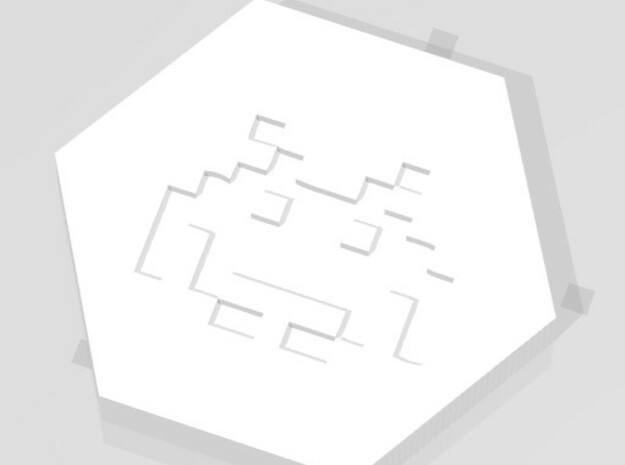 D2 Space Invaders Alien Symbol Logo in Clear Ultra Fine Detail Plastic
