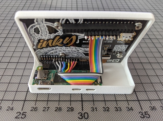 Base for pimoroni inky wHAT and raspberry pi  in White Natural Versatile Plastic