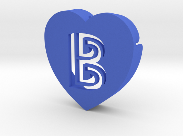 Heart shape DuoLetters print B in Blue Processed Versatile Plastic