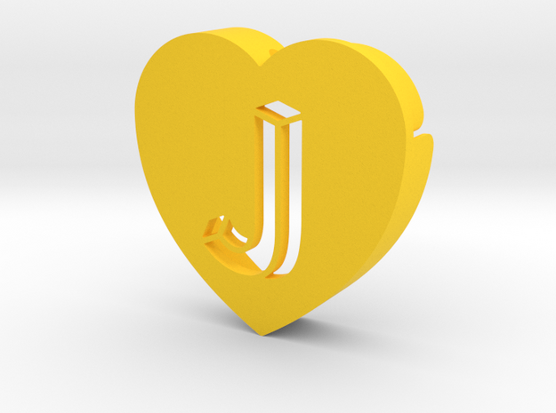 Heart shape DuoLetters print J in Yellow Processed Versatile Plastic
