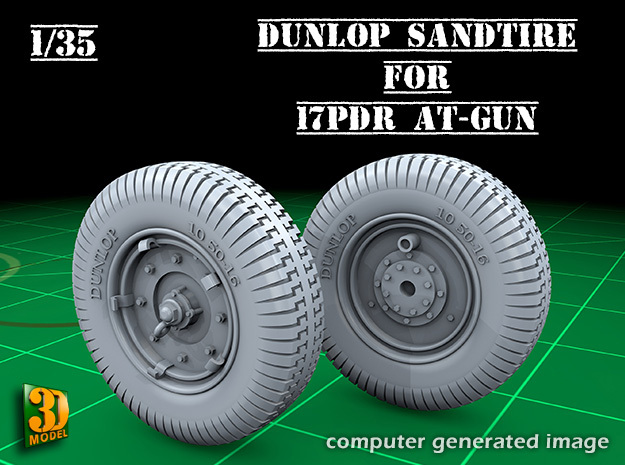 Dunlop Sandtire for 17pdr AT-Gun (1:35) in Smooth Fine Detail Plastic