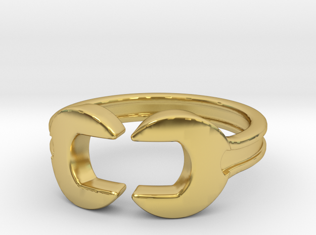 Wrench ring [sizable ring] in Polished Brass