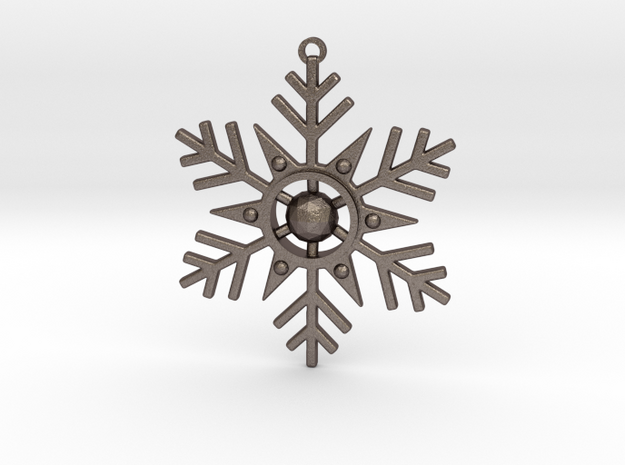 Geometric Snowflake Ornament in Polished Bronzed-Silver Steel