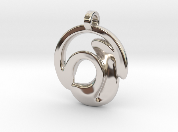 Circle Wave Pendant in Rhodium Plated Brass