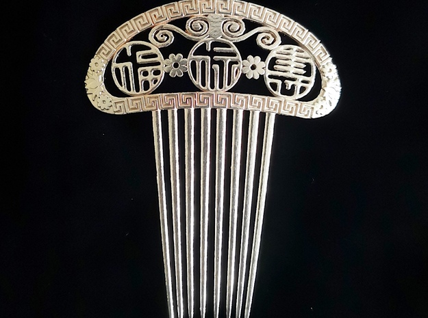 Hair Comb Blessing 1 in Natural Brass