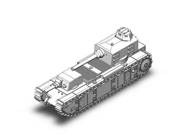 FCM F1 tank WW2 in Tan Fine Detail Plastic: 1:400