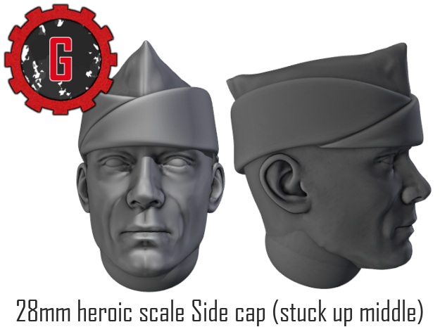 28mm Heroic Scale US Side cap (raised middle) in Tan Fine Detail Plastic: Small
