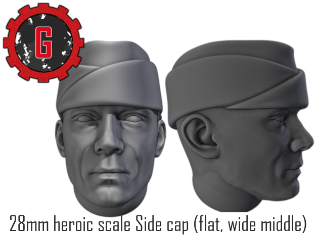 28mm Heroic Scale US Side Cap (flat middle) in Tan Fine Detail Plastic: Small