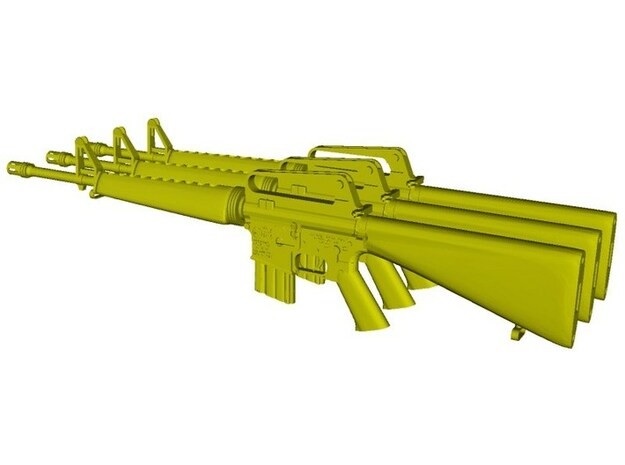 1/24 scale Colt M-16A1 rifles w 20rnds mag x 3 in Clear Ultra Fine Detail Plastic