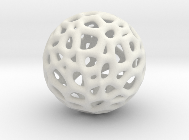 Sphere Voronoi V6 - 1 Inch - 14 Degree in White Natural Versatile Plastic