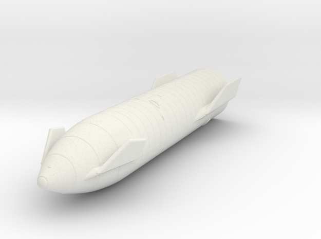 Starship Prototype SN8 [Fins/Flaps Folded] in White Natural Versatile Plastic