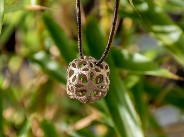 Flowery Pendant in Matte Bronzed-Silver Steel