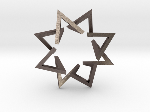 Regular 3D Polygon: (+++---)^4 (medium) in Polished Bronzed-Silver Steel
