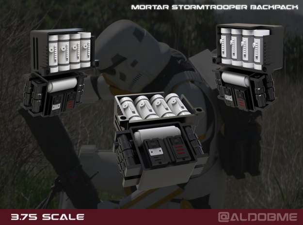 Artillery Stormtrooper Backpack 3.75 scale in Tan Fine Detail Plastic