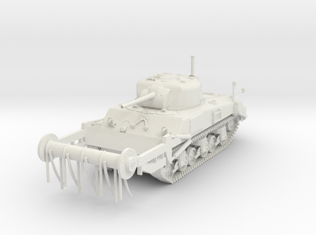 1/48 Scale M4A4 Sherman Tank with Crab Frail in White Natural Versatile Plastic