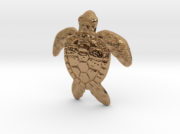 Turtle Pendant or Brooch in Polished Brass