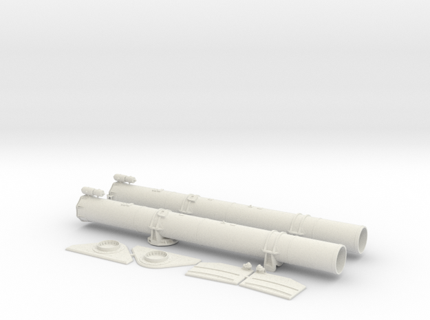 1/16 Aft Torpedo Tubes for PT Boats in White Natural Versatile Plastic