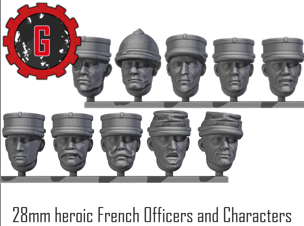 28mm Heroic Scale French Officers headset in Tan Fine Detail Plastic