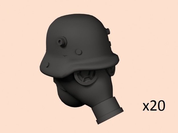28mm WW1 German gas mask head in Smoothest Fine Detail Plastic