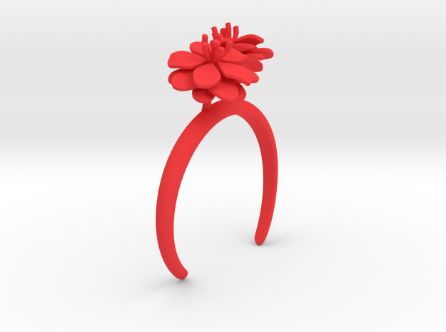 Bracelet with two large flowers of the Anemone L in Red Processed Versatile Plastic: Medium
