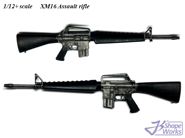 1/12+ XM16 Assault rifle in Tan Fine Detail Plastic: 1:10
