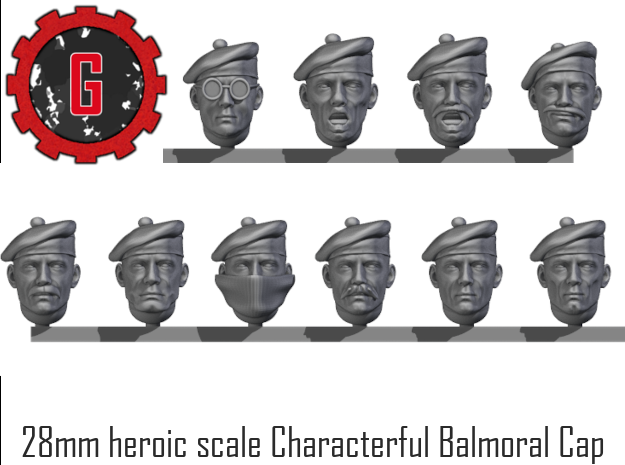 28mm Heroic Scale Balmoral Caps in Tan Fine Detail Plastic: Small