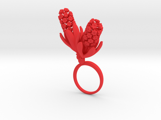 Ring with two large flowers of the Hyacinth R in Red Processed Versatile Plastic: 7.25 / 54.625