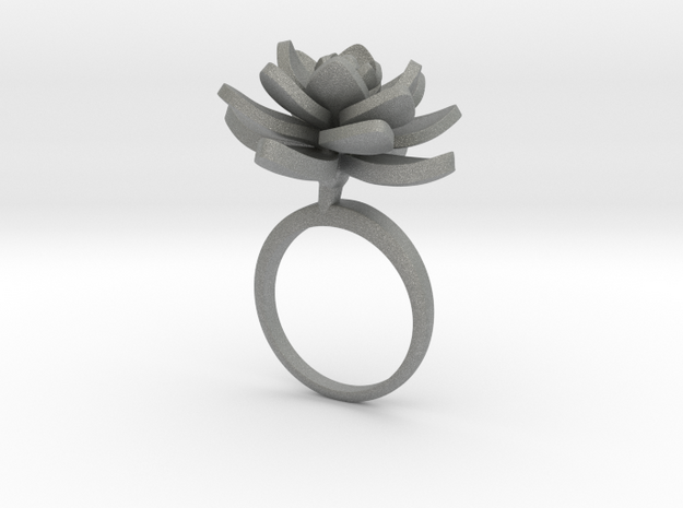 Ring with one large flower of the Lotus in Gray PA12: 7.25 / 54.625