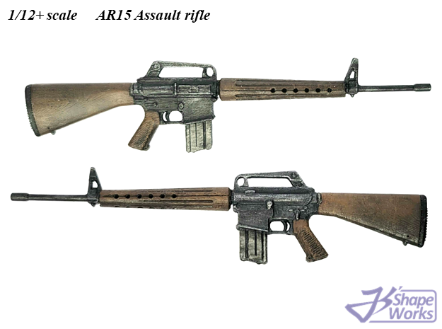 1/12+ AR15 Assault rifle in Tan Fine Detail Plastic: 1:8