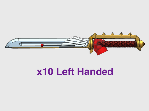 10x Left-handed Energy Sword : Carmine in Tan Fine Detail Plastic
