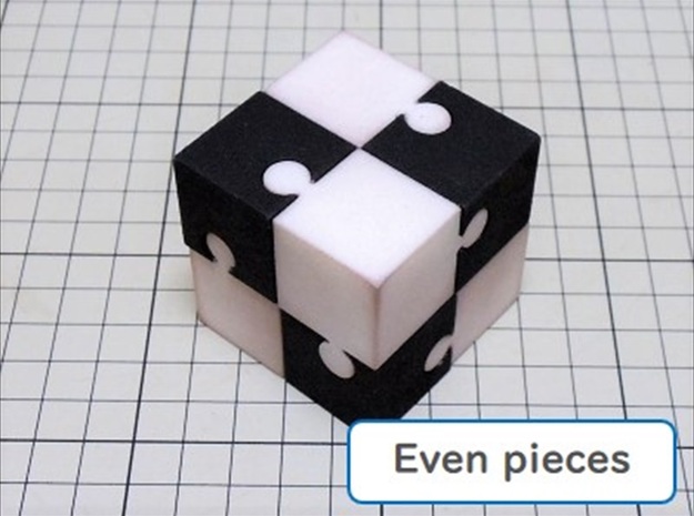 KUMIKIYA Jigsaw Cube [Black] (even pieces) in Black Natural Versatile Plastic