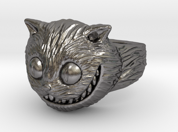 Cheshire Cat Ring (Size 9) in Polished Nickel Steel