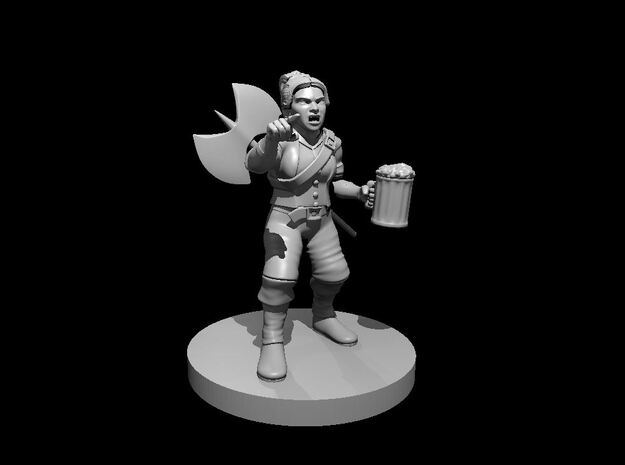 Dwarf Female Fighter Drunk & Angry in Tan Fine Detail Plastic