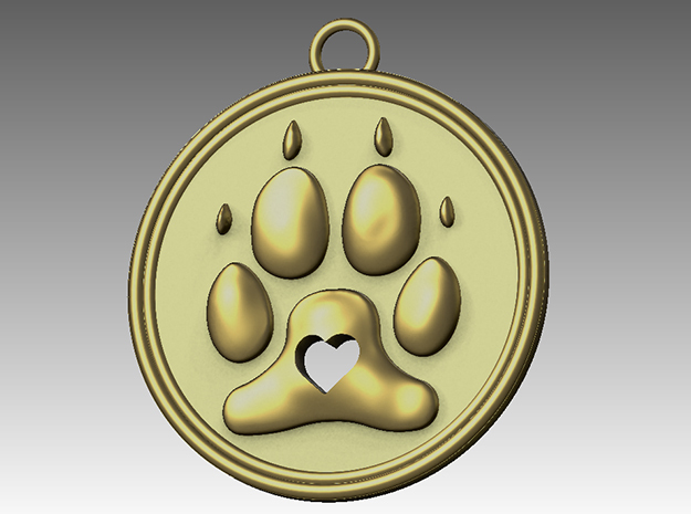 I love Dogs Pendent in 14k Gold Plated Brass: Small