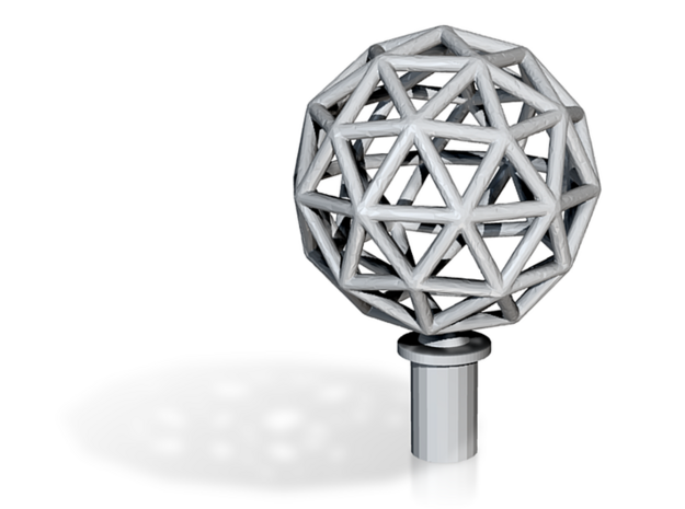 Finial Plug - geodesic sphere large in White Natural Versatile Plastic