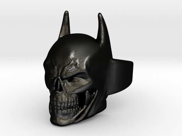 Batman Skull Ring Shapeways (Size 8 US) in Matte Black Steel